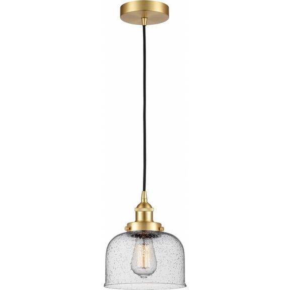 616-1PH-SG-G74-LED-Innovations Lighting-Bell - 1 Light Mini Pendant In Industrial Style-10 Inches Tall and 8 Inches Wide Satin Gold Seedy