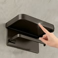 thumbnail image 4 of Toilet Paper Holder with Shelf - Aluminum Alloy Toilet Paper Holder Wall Mount Toilet Roll Holder - Self Adhesive Wall Mount Toilet Paper Roll Holder, for Bathroom, Washroom, Kitchen, RV(Black), 4 of 6
