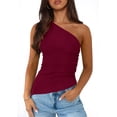 thumbnail image 1 of Blusa PRETTYGARDEN 2025 para Mujer Sin Mangas de Un Hombro Vino Tinto Talle S, 1 of 8