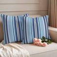 thumbnail image 2 of Blue Green Striped Outdoor Waterproof Pillow Covers, Colorful Abstract Vertical Lines Art Decorative Square Throw Pillowcase Sofa Cushion Sham for Patio/Couch/Chair, 20"x20" 2 Pack, 2 of 8
