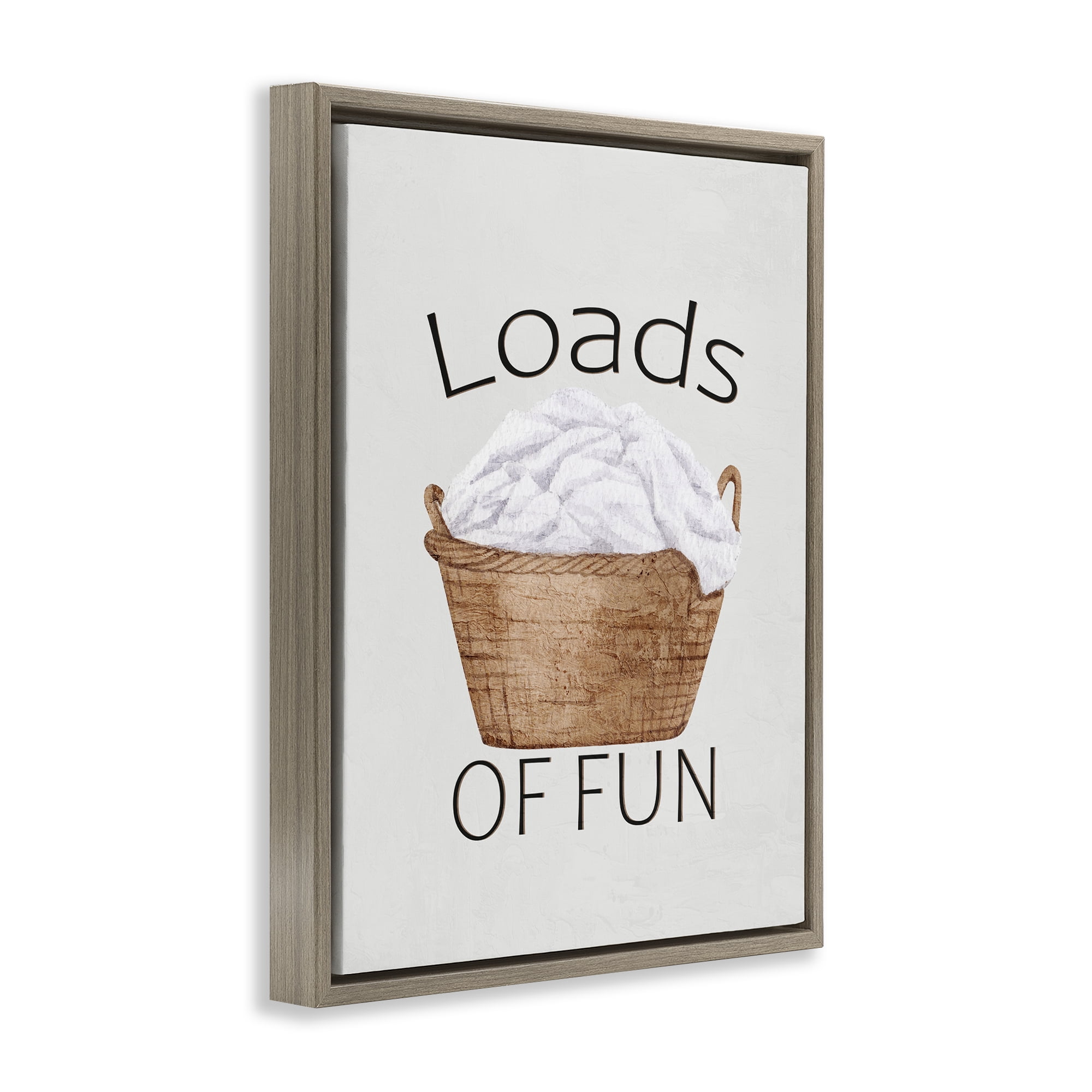 Loads Of Fun Laundry Basket Brown Framed Floater Canvas Wall Art, design by Kim Allen