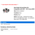 thumbnail image 2 of Rear Brake Pad and Rotor Kit - Compatible with 2007 - 2013 Acura MDX 2008 2009 2010 2011 2012, 2 of 2