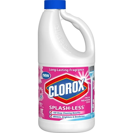 Clorox Splash-Less Liquid Bleach, Fresh Meadow Scent, 55 Ounce
