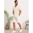 thumbnail image 2 of DARING DIVA Men's Mesh Camp Collar Short Sleeve Button Down Shirt for Summer M Beige, 2 of 7