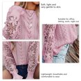Women Crochet Sweater Crewneck Knit Floral Pattern Long Sleeve Pure