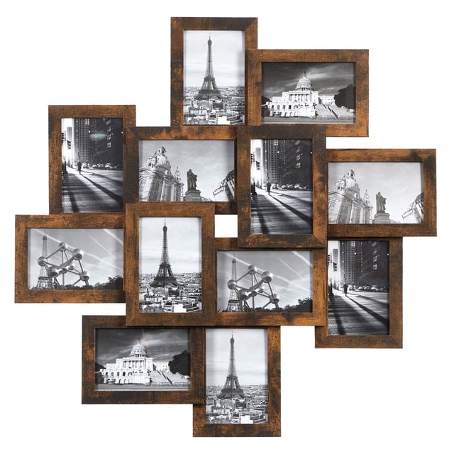 Marco de fotos Collage SONGMICS, paquete de 12 x 15 cm, color marrón rústico