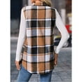 thumbnail image 4 of jinghuiyue Womens Plaid Vest Button Down Sleeveless Lapel Neck Long Vest Tops Outerwear Casual Flannel Waistcoat Jackets L, 4 of 6