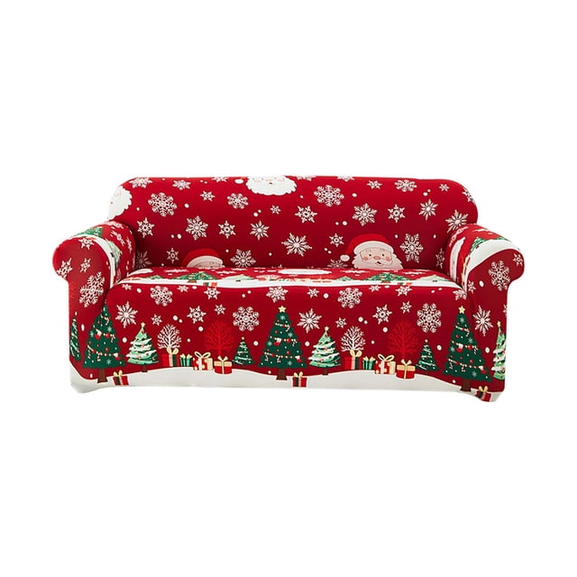 B Christmas Elastic Full Cover Sofa Cover Dirt Proof Non Slip Polyester Material Red Color 35.43 X 55.12 Inches For Sofa Decoration Version B
