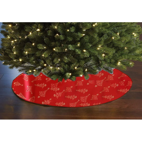 Heavy Brocade Shiny Christmas Trees Holiday Tree Skirt Christmas Decoration 56" Round Large Skirt