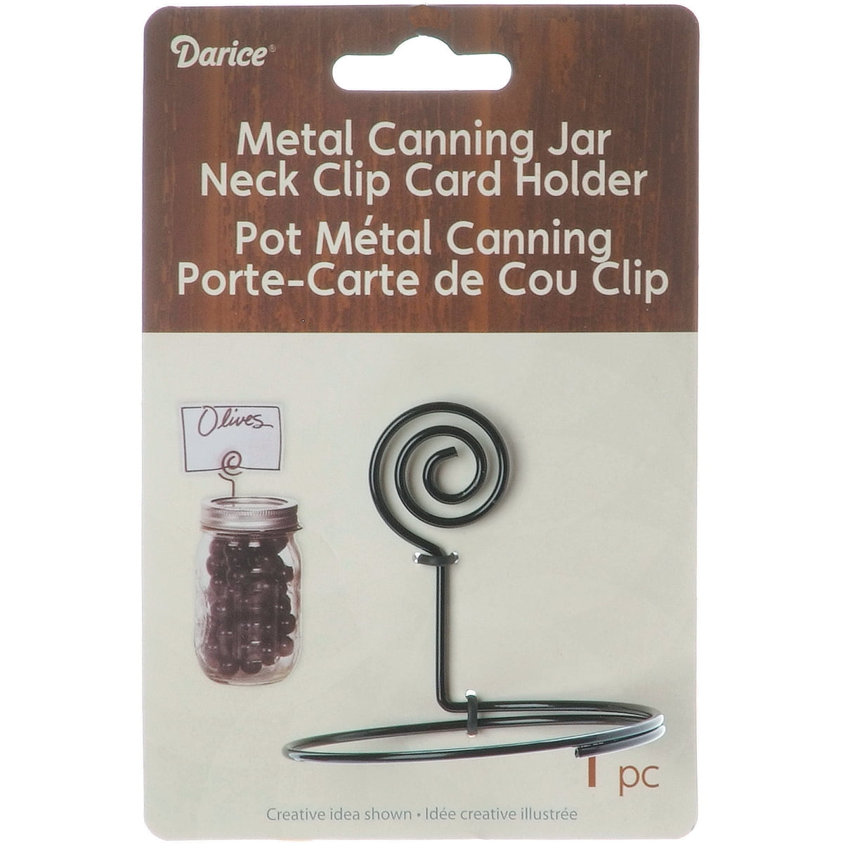 Metal Canning Jar Neck Clip Card HolderBlack