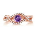thumbnail image 2 of Gem Stone King 0.87 Ct Round Purple Amethyst 18K Rose Gold Plated Silver Infinity Ring (Size 8), 2 of 3