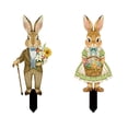 thumbnail image 2 of HaCpiu 2Pcs Vintage Easter Bunny Outdoor Decor, 10" Vintage Boy & Girl Rabbit Yard Signs with Stakes, Spring Decor for Outdoor Lawn, Patio, Yard, Easter Decorations, 2 of 5