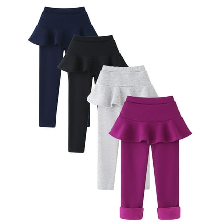 

GYRATEDREAM Kids Girls Culottes Leggings Pants Solid Fleece Lined Warm Thick Pantskirt Pants Tights Fall Winter 3-11Years