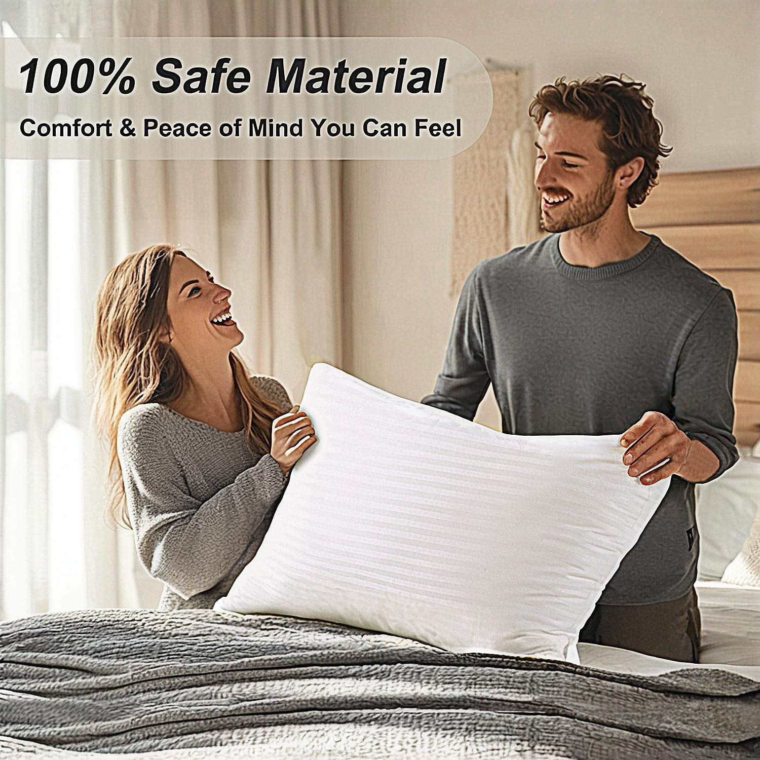 Pillows Standard Size Set Of 4 Hotel Collection Bed Pillow For Sleeping 4 Pack Back  Stomach Or Side Sleepers Soft And Supportive Washable Bedroom