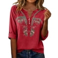 thumbnail image 7 of Blouses For Women Fashionable Casual V Neck Button Down Cotton And Linen Top T Shirt Womens Tops, 7 of 7