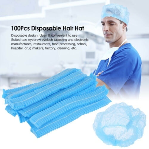 100 Pcs Casquettes Jetables Filets à Cheveux Salon de Beauté Spa Couvre-Chef Chapeaux Vadrouille Hygiène