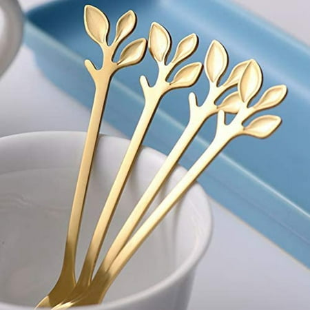 

mini dessert spoons 16PCS Dessert Spoon and Fork Set Cake Fork Coffee Spoon Creative Fruit Fork Stainless Steel -Silver