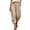 B-Khaki, variant on TEAJOPSUU Womens Linen Capri Pants Baggy Wide Leg Capris Slacks with Pockets Comfy Elastic Waist Pleated Front Cropped Trousers for Daily B-Red