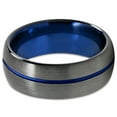 thumbnail image 2 of Tungsten Wedding Band Ring 8mm for Men Women Blue Black Gunmetal Domed Brushed Polished Lifetime Guarantee, 2 of 4