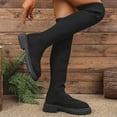 thumbnail image 6 of Black Women Casual Mesh Stockings Boots With Round Toe Chunky Low Heel For Winter Stretch Fit Outdoor Indoor, 6 of 9