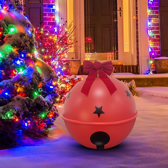 Ensemble d'Ornements de Noël Gonflables / Boules de 60cm - Nœuds - Clochettes / PVC Arbre de Fête Suspendu & Décoration de Cour / Réutilisable Résistant aux Intempéries Intérieur Extérieur Facile à Gonfler