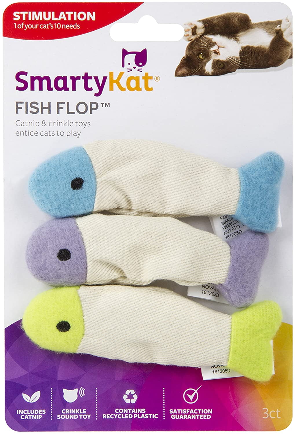 Multipet Sock Pal For Cats Catnip Toy Fish,Rabbit &Mouse 3 Pack 
