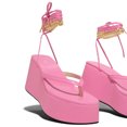 thumbnail image 5 of Vedolay Reef Sandals Women Women's Wedge Sandals Wedge Platform Ankle Strap Open Toe Sandals,Pink 8, 5 of 5