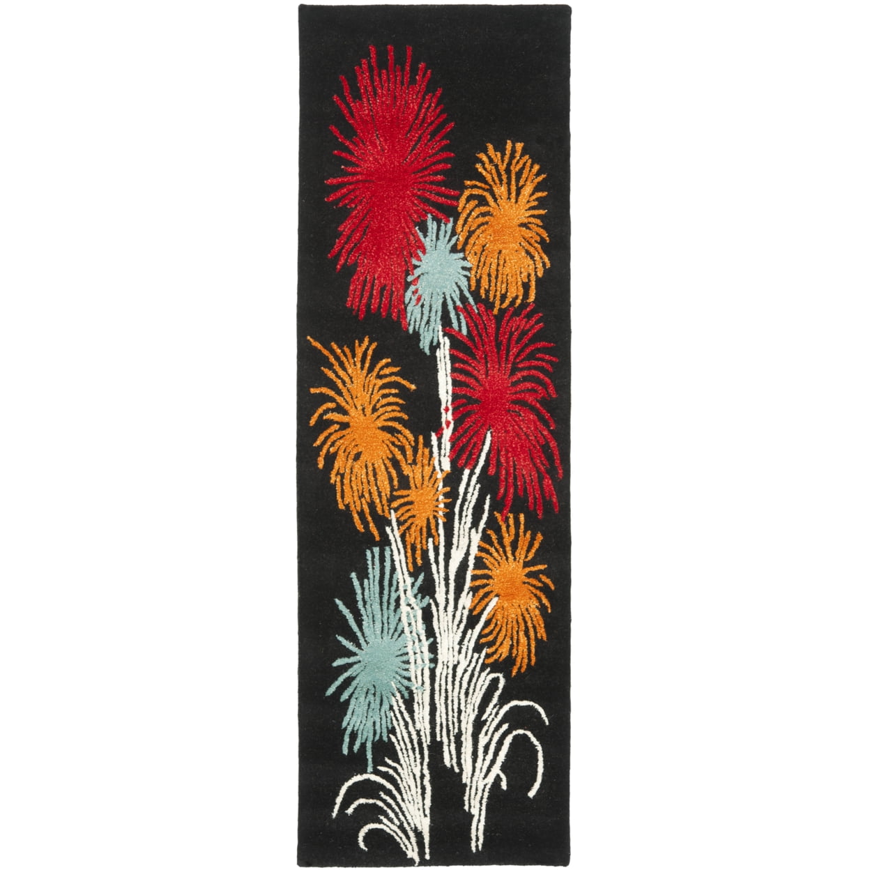 SAFAVIEH Soho Jared Fire Works Wool Area Rug, Black/Multi, 3'6" x 5'6"