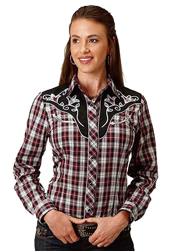 Roper Roper Apparel Women's Long Sleeve Snap Shirt, Cranberrry (Large