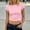 Pink, variant on CYMMPU Women's Summer Casual Solid Color Crew Neck T-Shirt, Short Sleeve Relaxed Fit Everyday Top Yellow XXL