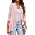 thumbnail image 5 of Womens Casual Lightweight Open Front Cardigans Soft 3/4 Sleeve Summer/Fall Ruffles Cardigan Shermie, 5 of 5