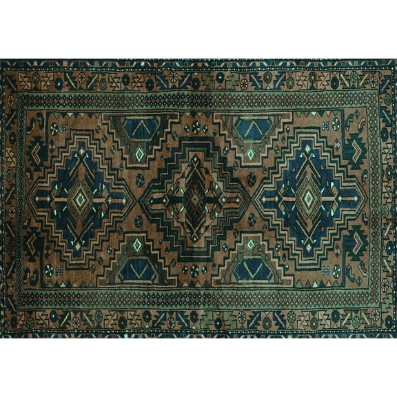 Ahgly Company Machine Washable Indoor Rectangle Persian Turquoise Blue Traditional Area Rugs, 5' x 7'