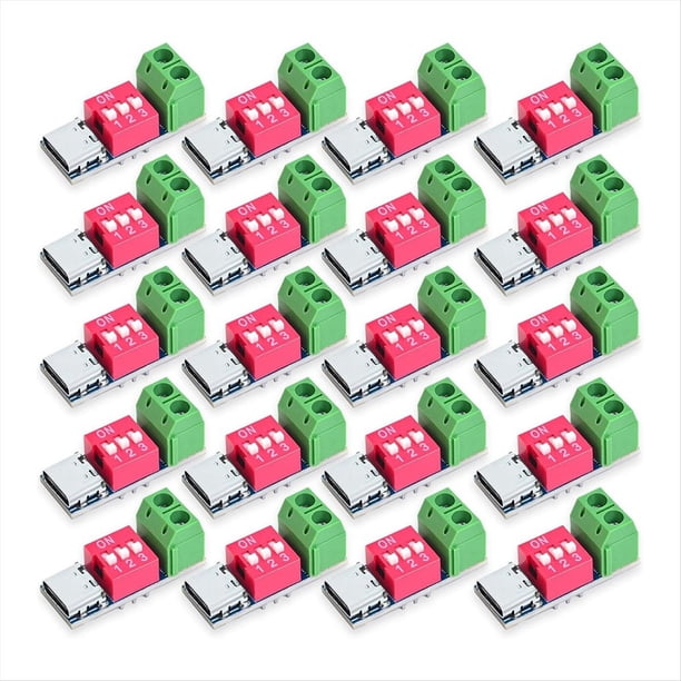 Módulo de Placa de Activación USB-C PD PD/QC Decoy Carga Rápida USB Tipo C A Cargador de Alta Velocidad de 12 V Potencia de Salida Boost 20 Piezas
