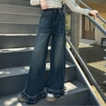 thumbnail image 6 of Teen Girls' Jeans Cute Jeans Girls Straight Leg Wide Leg Denim Jeans High Waisted Girls Loose Pants with Pocket Kids Pants Girls 10-11 Years, 6 of 9