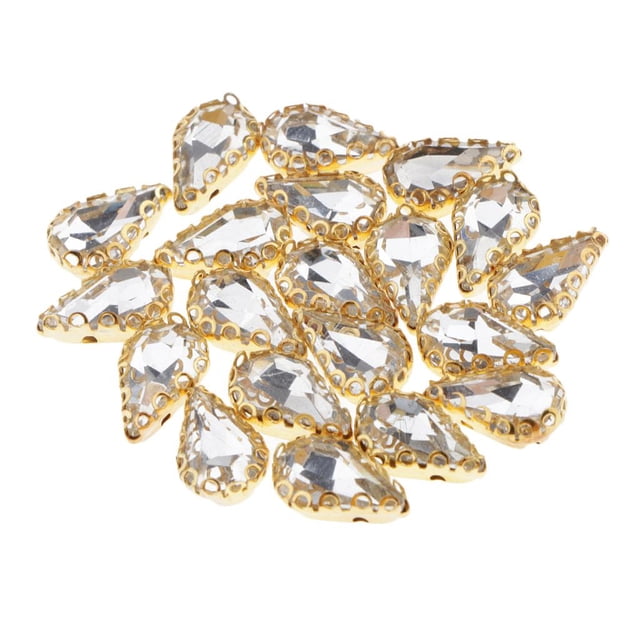 20 piezas de cristal para coser en de imitación, de base dorada, prendas de vestir, piedras para botones artesanales Baoblaze Coser botones de diamantes de imitación