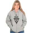 thumbnail image 3 of Wolf Pack Triangle Symbol Spirit Animal Unisex Fleece Graphic Zip Up Hoodie Brisco Brands 2X, 3 of 5