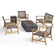 thumbnail image 2 of Noble House Augusta 6-Piece Outdoor Wood and Wicker Loveseat Set in Mocha/Gray, 2 of 10
