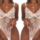thumbnail image 3 of Lencería sexy para mujer, diseño de malla de encaje, mono con tirantes y hueco, blanco, XXL Inevent XX000148-13, 3 of 7