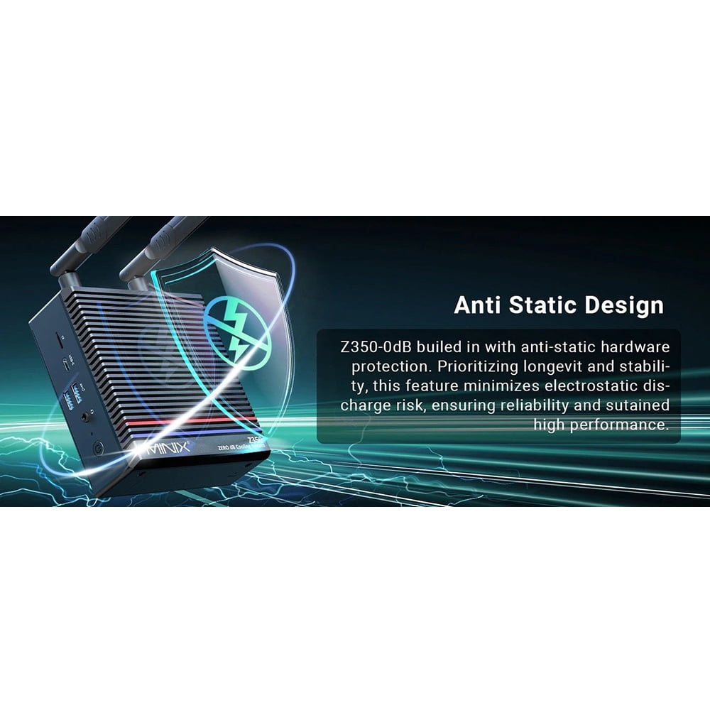 Fanless Mini PC – 16GB DDR4 RAM, 512GB SSD, Intel® Core™ i3-N350, Dual 4K Display, Wi-Fi 6, US/EU/UK Plug, Silent & Efficient MINIX NEO Z350-0dB