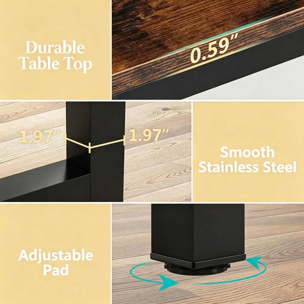 Modern Office Desk, Sturdy Metal Frame Computer Desk, Simple Writing Workstation, Spacious Desktop Multipurpose Study Laptop Table for Home Office, Bedroom, Study Room