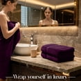 thumbnail image 2 of RIVERSIDE 6 Piece Towel Set Soft Quick Drying Cotton Bath Towel for Gym, Spa and Bathroom - Purple, 2 of 7