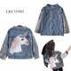 thumbnail image 1 of Girls Jackets unicorn Sequin Cowboy Coat unicorn Fashion Style Teens Outerwear Embroidery Girls Jackets Coat Children Jean Clothblue2-3T(100) He Qiyong unisex, 1 of 1