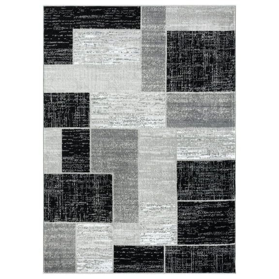 L'Baiet Verena Geometric Area Rug Black Grey 8' x 10' Large Area Rugs Carpet for Living Room, Bedroom, Dining Table, Office, Hallway, Foyer | Neutral Colorful Modern Abstract Home Decor