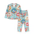 thumbnail image 1 of Balery Colorful Donut Conjunto de Pijama con Estampado para Mujer, Conjunto de Dos Piezas con Manga Larga, Ropa de Dormir Suave con Bolsillos, Pijamas Cómodos-Medium, 1 of 7