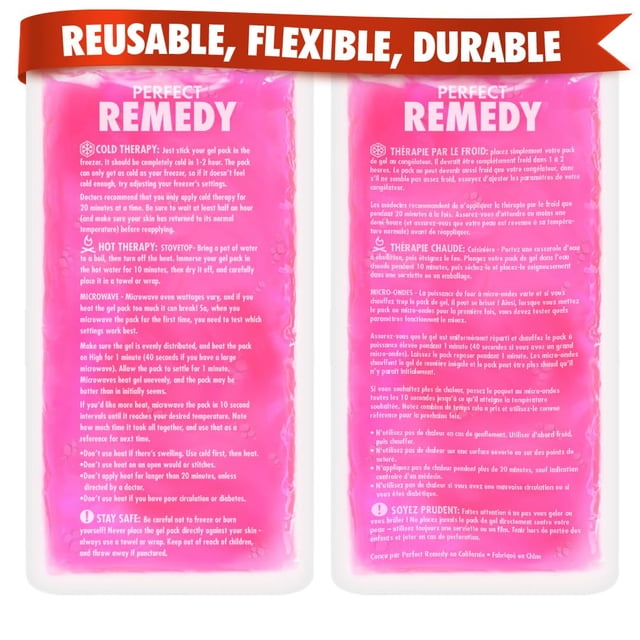 Paquetes de hielo en gel, el remedio perfecto para las lesiones, paquete de 2 unidades, color rosa