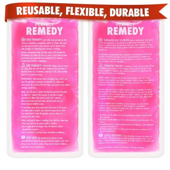 Paquetes de hielo en gel, el remedio perfecto para las lesiones, paquete de 2 unidades, color rosa