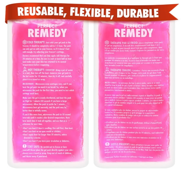 Paquetes de hielo en gel, el remedio perfecto para las lesiones, paquete de 2 unidades, color rosa