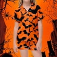 thumbnail image 2 of JAJAHO Toddlers And Kids Halloween Pajamas Set For Girls Satin 2 Pcs Pjs Bat Printed Short Sleeve Sleepwear Shorts Set 2-13Y, 2 of 4
