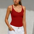 thumbnail image 5 of Aobny Women's Tank Tops Fitted Basic Going Out Tops V Neck Camisole Solid Tank Tops Summer,Red,XXL, 5 of 7
