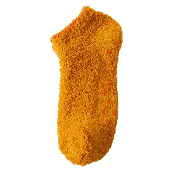 Aocisk Womens Low Cut Half Velvet Autumn Winter Thick Womens Socks with Silicone Non for Floor Socks Liner Socks Yellow One Size